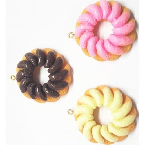 15pcs diy donut charms Resin flatback Faux Chocolate Donut for pendant /necklace making Scrapbooking