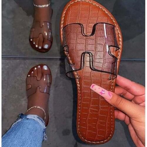 2021 Fashion Ladies Slippers Design Womens Shoes transparent PVC Beach Shoes Womens Flat Shoes Outdoor Non-slip Slippers hot