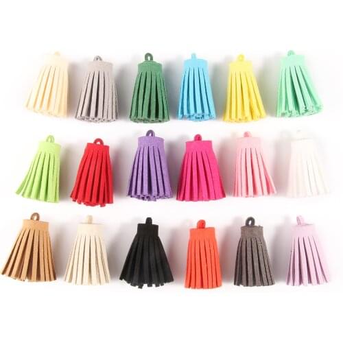 35mm 20pcs Multicolor Leather Tassel Fiber Fringe Suede Tassels DIY Pendant Keychain Decoration For Jewelry Making Accessories