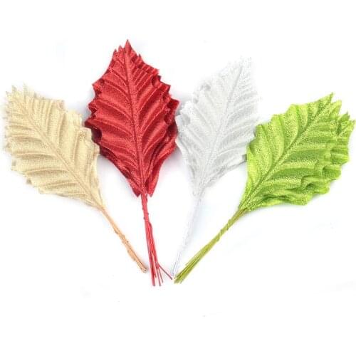 50pcs Gold Silver Artificial Silk Maple Leaves Home Wedding Party Decoration DIY Christmas Gift Craft Scrapbooking Fake Flower