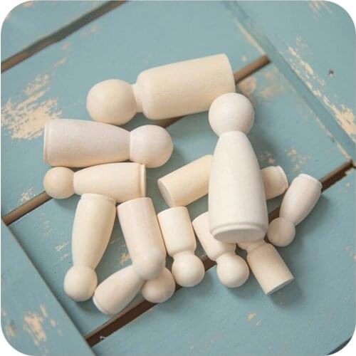 80/50PCS Wood Peg Dolls Unpainted Handmade Unfinished Decor Dolls Maple Teething Toys Wooden Blank Children Goods Newborn Gifts