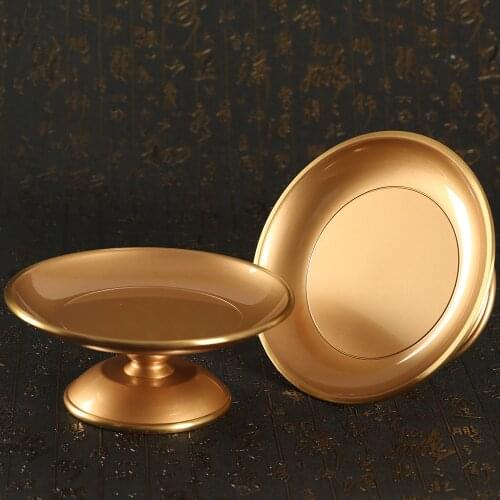 Buddhist supplies Pure copper Fruit tray plate bowl Yellow brass dish compote Buddhism goods Handmade metal bowl brass bowl