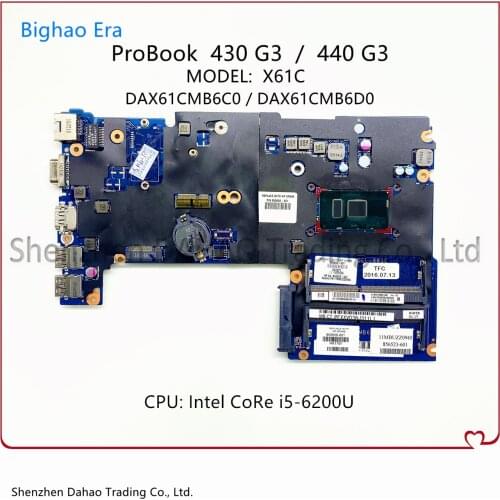 DAX61CMB6D0 DAX61CMB6C0 For HP ProBook 430 G3 440 G3 Laptop Motherboard With i5-6200U DDR4 855656-001 855656-601 100% Fully Test