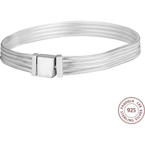 Fandola Genuine 925 Sterling Silver Bracelets for Women Reflexions Multi Snake Chain Bracelet Charm Argent pulseras mujer