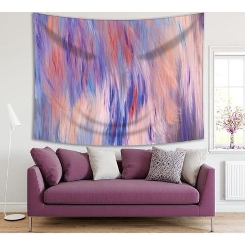 Tapestry Abstract Colorful Brush Strokes Oil Painting Style Fantasy Digital Artwork Printed Blue Beige Purple