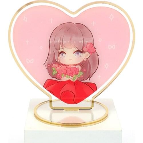 Hot sale VOGRACE cheap OEM anime acrylic standee printed transparent cartoon gold stand keychains as promotional