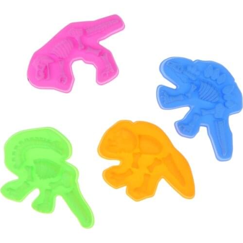 4Pcs Dinosaur Bone Mold Toy for Toddlers, Kids Summer Beach Sandcastle Toy for Fun - Size 11 x 8 x 1 cm/ 4.33 x 3.15 x 0.39 in