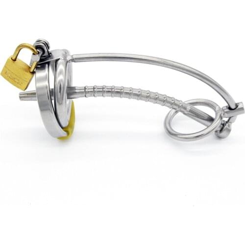 Stainless Steel Cock Ring Male Chastity Cage Toys For Men With Penis Plug Urethral Catheter Dilator Chastity Belt Ring Lock