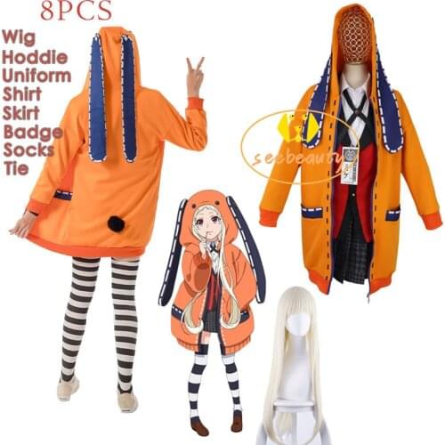 Runa Yomotsuki Cosplay Costume Kirari Jabami Yumeko Halloween Harajuku Dress Kakegurui School Girl JK Uniform Skirt Set Women