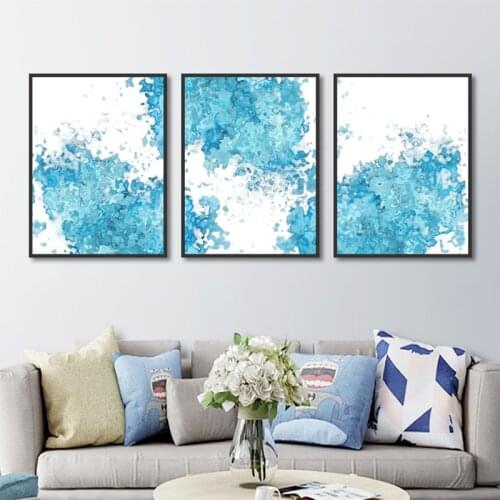 Dream Blue Water Flower Beautiful Artistic Painting Nordic Canvas Picture Living Room Wall Artwork Home Decor Poster and Prints