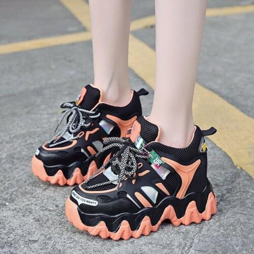 New 9cm Height increasing Women Sneakers Fashion Rainbow sole Platform Wedges Chunky Shoes Casual Spring Summer Vulcanized Shoes