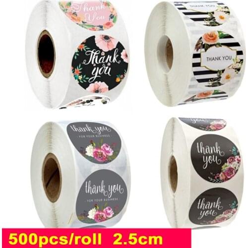 Round Floral Thank You Stickers 1inch for Wedding Favors and Party Handmade Stickers Envelope Seal Stationery Sticker