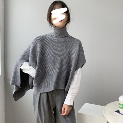 LANMREM Korean thickened shawl style sweater 2020 autumn winter new kintwear black red clothes famale design YJ945