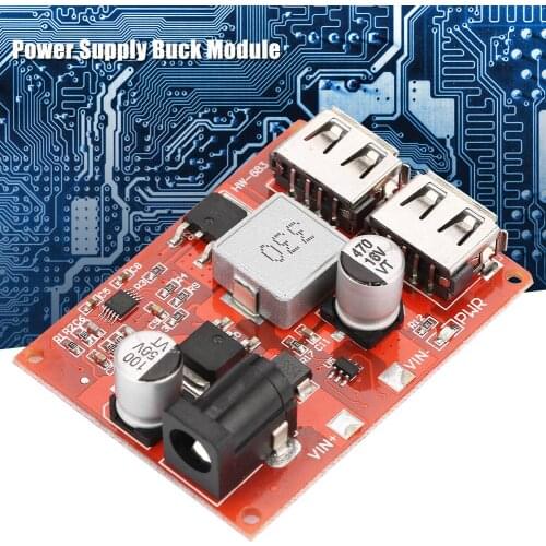 Double USB Port Power Supply Buck Module DC 6V-40V Step-down 5V Voltage Stabilized Power Module 3A for Phone Tablet 150KHZ
