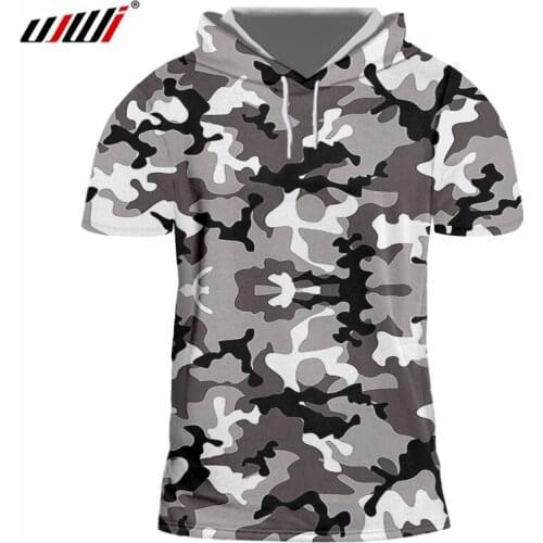 UJWI Hoodie Tshirt O-neck Black and white 3D Tshirt Printing Jungle camouflage Harajuku Plus Size 6XL Tops Tees Men Autumn