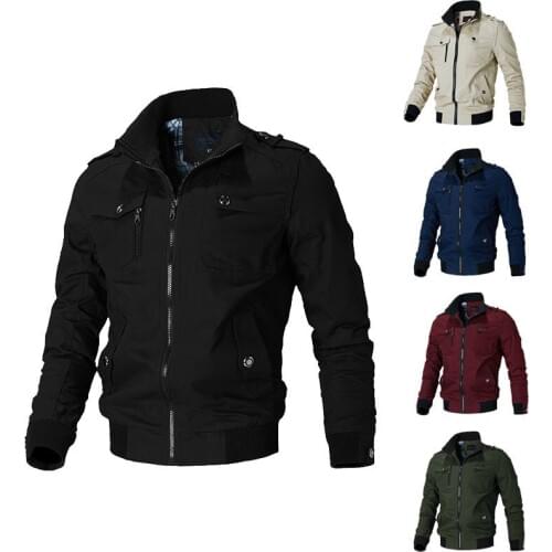 FALIZA Military Jacket Army Mens Spring Autumn Cotton Bomber Jackets Windbreaker Pilot Coat Cargo Flight Jacket Male Clothes