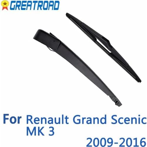 Wiper 12" Rear Wiper Blade & Arm Set Kit For Renault Grand Scenic MK 3 2009- 2016 2015 2014 Windshield Windscreen Rear Window
