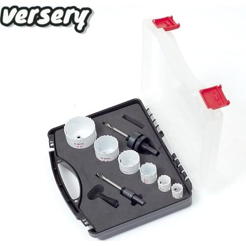 Free Shipping 9pcs/lots high quality Hole Saw Cutting Set Kit woodworking Metal stainless pipeline Cutter 19-42mm Drill Bit kits