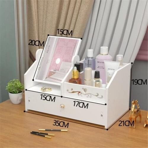 Table Mirror Storage Makeup Mirror with Drawer Multi-Function Makeup Mirror Makeup Beauty Mirror Cosmetic Mirror for Bedroom