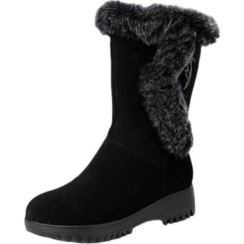New Fashion Real Fox Fur Decoration Real Cowhide Matte Leather Boots Winter Warm Shoes Flat Non-slip Warm Snow Boots Women Boots