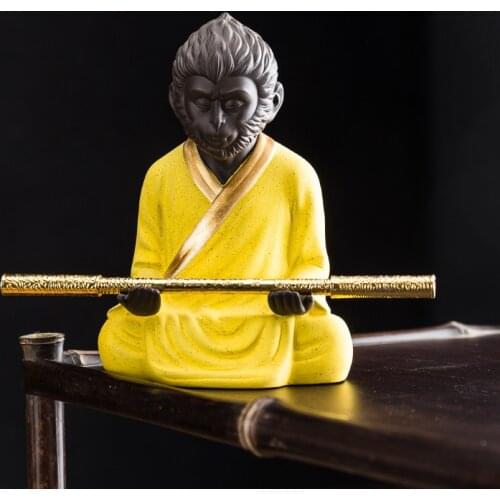 Monkey King Quest for The Sutra Decoration Purple Sand Tea Ornaments Boutique Tea Table Tea Shelf Gold Cudgel Decoration Tea Pet