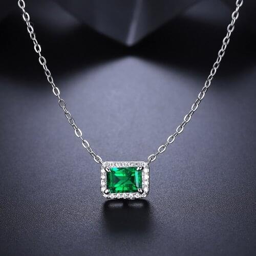5*7mm 1ct Wholesale Fashion Emerald Pendant Necklace Sterling Silver 925 Chain Gemstone Jewelry Sets