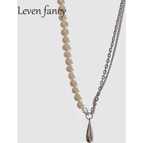 Water Drop Freshwater Pearl Choker Teardrop Necklaces 925 Sterling Silver High Polished Waterdrop Simple Dainty Pendant Necklace