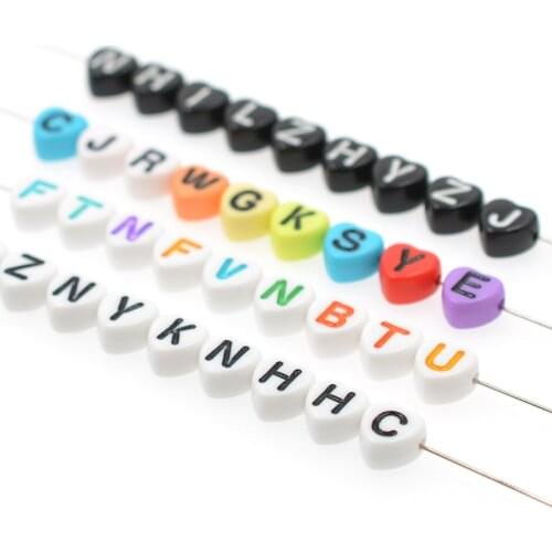 Flat Love Heart Alphabet A-Z 26 Mixed Letter Charms Loose Spacer Beads for Jewelry Making DIY Woman Men Gift Handmade