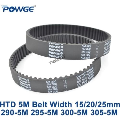 POWGE HTD 5M Timing belt C=290/295/300/305 width 15/20/25mm Teeth 58 59 60 61 HTD5M synchronous Belt 290-5M 295-5M 300-5M 305-5M