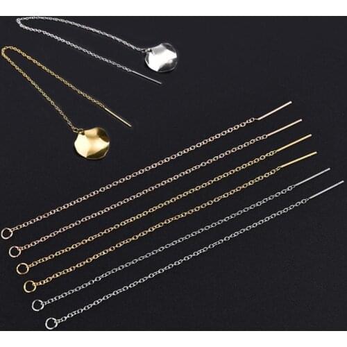 10Pcs Gold Long Tassel Chain Stainless Steel Drop Earrings Ear Line Earring Chain Accessories For DIY Jewelry Making Findings
