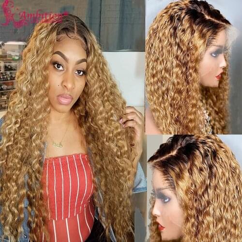 Curly 13x6 Lace Front Wig Pre plucked Indian Human Hair Lace Frontal Wigs 13x4 Ombre Curly Bleached Knot Lace Wig with baby hair