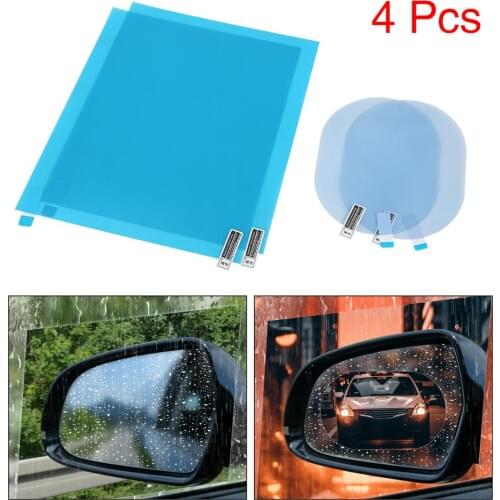 X Autohaux 4pcs Car Anti Rain Anti-glare Waterproof Clear Film Protective Sticker for Rearview Mirror and Side Window