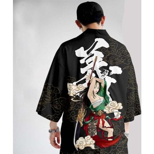 Japanese Kimono Robe Traditional Yukata Print Kimono Male Vintage Casual Cardigan Shirt Kimono Cardigan Couple Yukata Kimonos