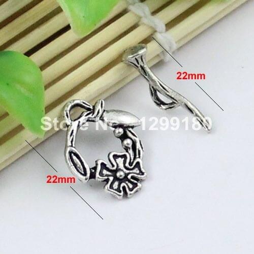 50sets/lot Antique Silver Fold Over Flower Lobster Clasp For Necklace Bracelet Chain DIY Jewelry Accessory 22mm,22mm K01267