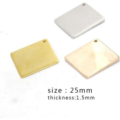Stainless Steel Mirror Polish1.5*25mm Square Tag Pendant Blank Charm for Necklace/keychain DIY Jewelry Making Wholesale 10pcs