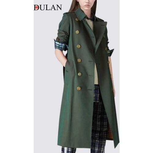 Military Green British Windbreaker Womens 2021 Popular Spring and Autumn Mid Length Knee Length Casual Temperament Military