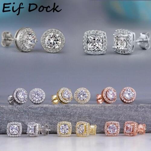 Eif Dock Geometric Women Square tud Earrings Cubic Zirconia Wedding Party Daily Wearable Fashion Jewelry Dropshipping