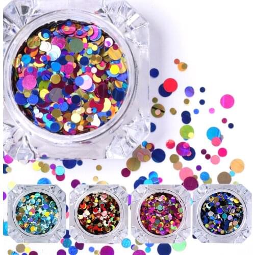 1 Box Round graded shiny fish scale sequins Nail Art Glitter Tips UV Gel 3D Nail Decoration Manicure DIY Accessories