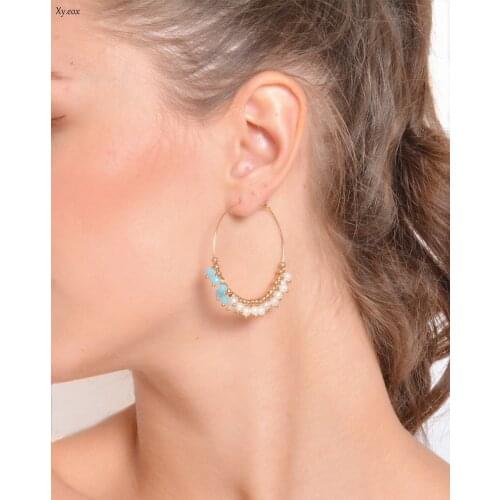 1 pair Tassel Jewelry Exquisite Handmade Pearl Crystal Pendant Personality Earrings