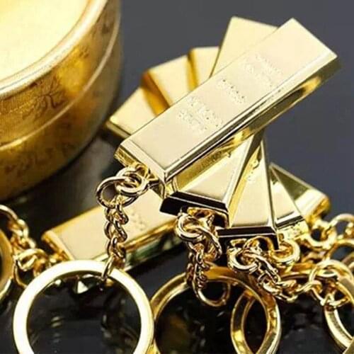 1pc Fashion Metal Faux Ingot Bullion Keychain Key Chain Keyring Keyfob