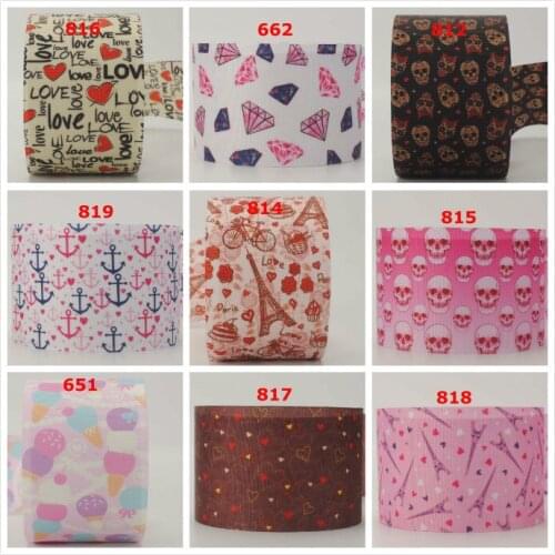 10yards - different size -Valentina/Lovely pattern ribbon -love,heart,tower,diamond printed grosgrain ribbon/satin ribbon