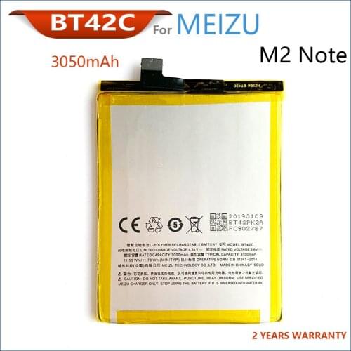 100% Genuine BT42C New Battery For Meizu M2 Note 3050mAh Mobile Phone Batteries