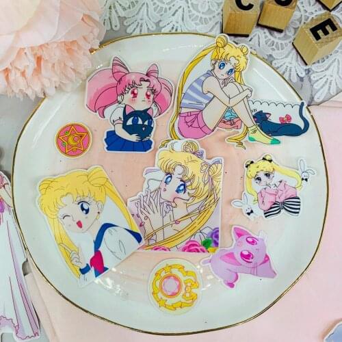 15 Pcs Anime beauty girl Flakes For Diary car Decoration Diy Hand-drawn comics girl schoolboy Scrapbooking Children Sticker