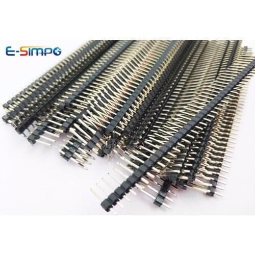 20pcs 2.54mm Pin Header 1X40P L11.4/13/ 15mm 17/19/21/23/30mm long Straight Stackable wire Jumper single row connector male gold