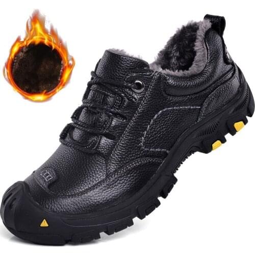 2020 New Mens Outdoor Work Non-slip Flat Shoes Tactical Boots Hiking Shoes Mens Military Shoes Retro Warm Leather Boots38-47