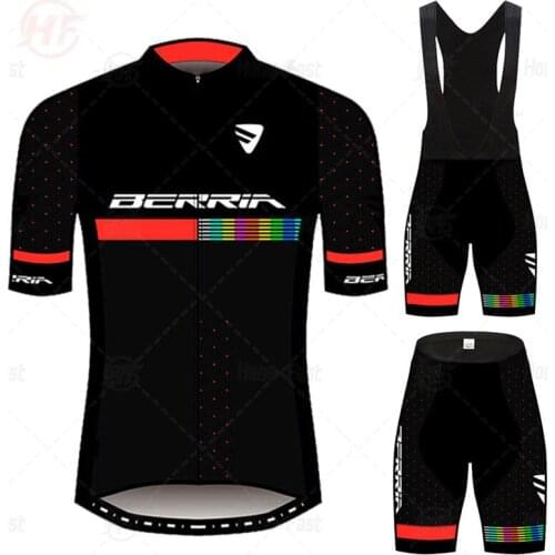 2021 Cycling Sets Summer Bicycle Clothing Men Short Sleeve Shirt Bike Bib Shorts Breathable Bicycle Clothing Cycling Jersey Set