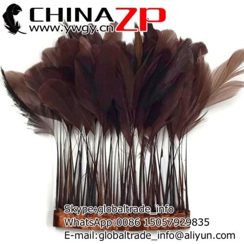 4-6 Inch Manufacturer in CHINAZP Factory 10yards/lot Graceful Dyed Brown Stripped Rooster Tail Feathers Trim