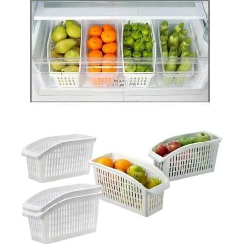 4Pcs Refrigerator Organizer Basket Container Plastic Storage Box Storage Food Storage Basket Multifunctional Good Quality