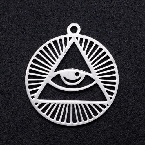 5pcs/lot Stainless Steel Round Devil Eye Charm Pendant Wholesale Top Quality Bracelet Making Charms Accept OEM Order