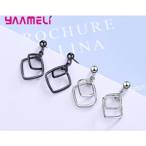 Gothic Jewelry 925 Sterling Silver Black Earrings For Women Girls 2020 Trend Valentines Day Gift Wholesale